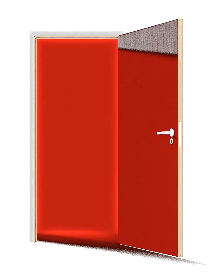 La porte rouge, ouverte